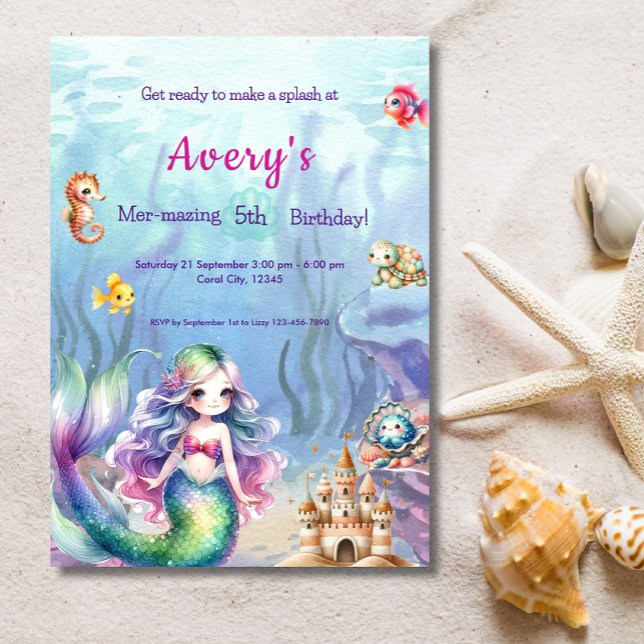 Invitation Sirène Sous La Fête D'Anniversaire De La Mer (Créateur téléchargé)