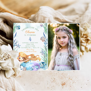 Invitation Sirène sous la mer 4ème fête d'anniversaire Photo