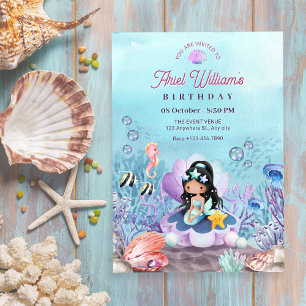 Invitation Sirène sous la mer anniversaire