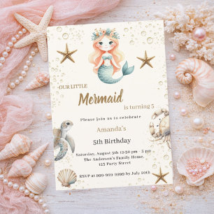 Invitation Sirène sous la mer Anniversaire des animaux de l'o