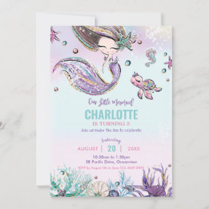 Invitation Sirène sous la mer Anniversaire Partie Océan Mer