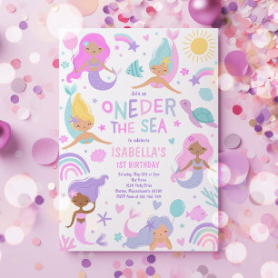 Invitation Sirène sous la mer Oneder la mer 1er anniversaire