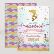 Sirène sous le pourpre d'invitation d'anniversaire