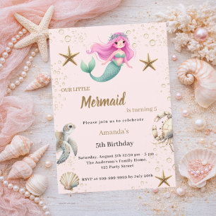 Invitation Sirène sous les animaux de l'océan marin Anniversa