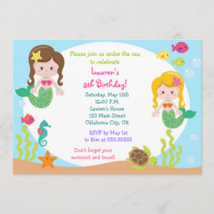 Invitation Sirène sous l'invitation de fête d'anniversaire de