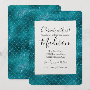 Invitation Sirène turquoise Sparkle