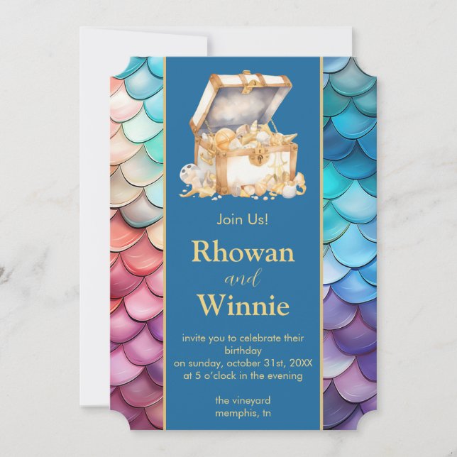Invitation Sirènes et pirates Anniversaire (Devant)