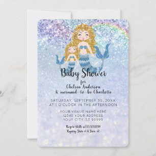Invitation Sirènes sous la mer Blonde Blue Baby Girl
