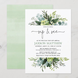 Invitation Siroter voir garçon baby shower genre neutre eucal