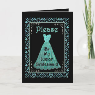 Invitation SISTER Junior Bridesmaid TURQUOISE BLUE Gown