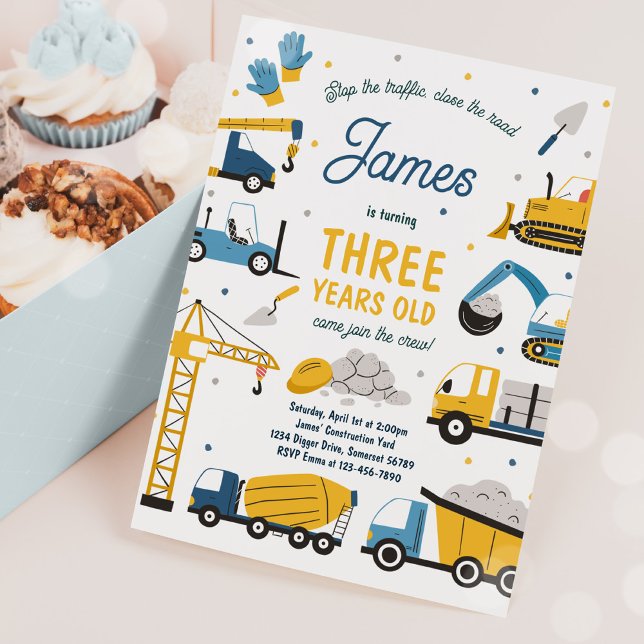 Invitation Site de construction Camion de pompage Fête d'anni (Créateur téléchargé)