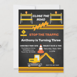 Invitation Site de construction Fermer L'Anniversaire de enfa