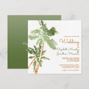 Invitation Site Tropical Copper Palm Trees Beach Mariage