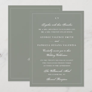 Invitation Site Web de Mariage Code QR Monogramme Vert Sauge
