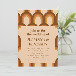 Invitation Site Web de RSVP de Mariage Unique Brun Groovy Rét