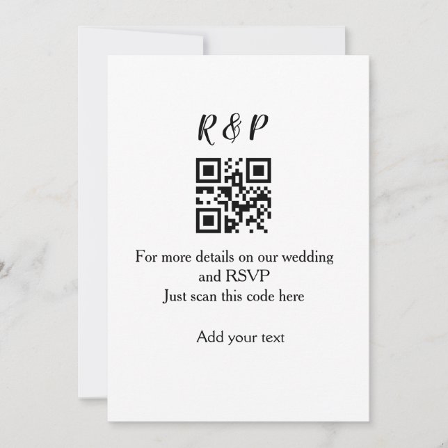 Invitation site web mariage rsvp q r code ajouter nom texte t (Devant)