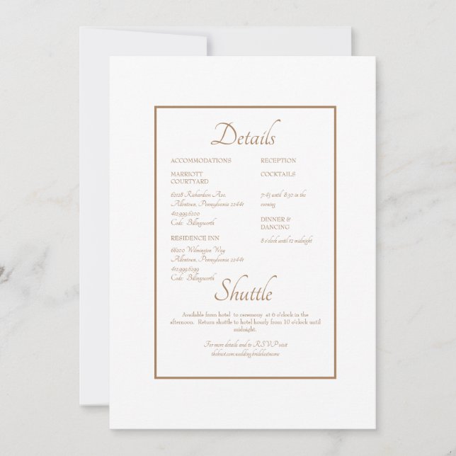 Invitation Site Web officiel Mariage Détail Blanc Gold Texte (Devant)