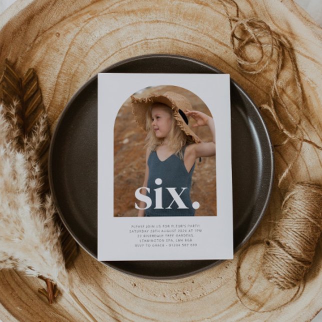 Invitation Six Arches Photo Anniversaire (Six Arched Photo First Birthday Invitation)