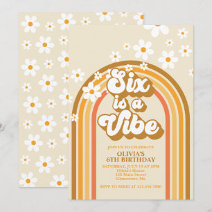 Invitation Six est une ambiance Anniversaire rétro arc-en-cie