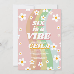 Invitation Six est une ambiance Rétro 6ème Groovy Rose Fille 