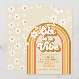 Invitation Six est Vibe Retro Rainbow Super 6e anniversaire