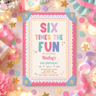Invitation Six fois plus de plaisir Anniversaire fantaisiste 