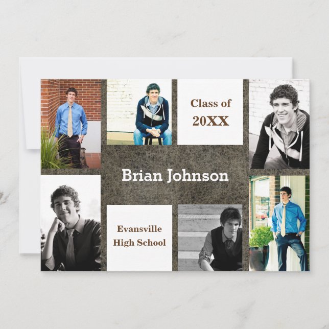 Invitation Six/Sept Photos Cuir - Annonce Grad (Devant)