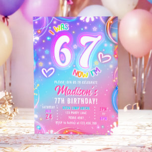 Invitation Six Seven 6 7 Néon Lumineux Rétro Groovy Fille Ann