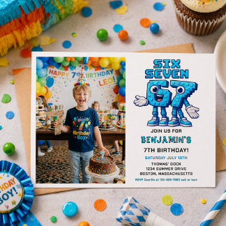 Invitation Six Seven Meme 7e Anniversaire | Drôle Tendance