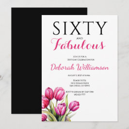 Invitation Sixty and Fabulous Black Pink 60th Birthday 