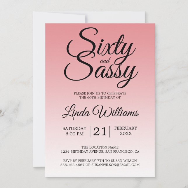 Invitation Sixty and Sassy Strawberry Ice 60th Birthday (Devant)