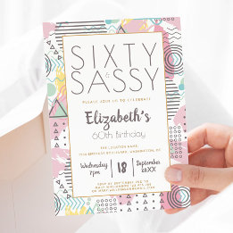 Invitation Sixty & Sassy Pink 1980 Retro 60e anniversaire