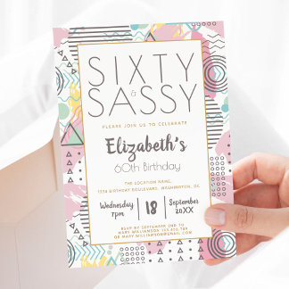 Invitation Sixty & Sassy Pink 1980 Retro 60e anniversaire