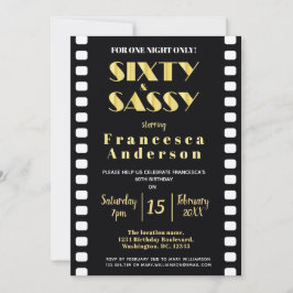 Invitation Sixy & Sassy Chic Black Gold 1920s Thème de cinéma