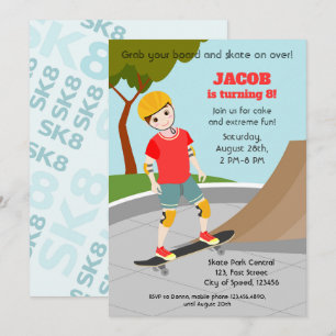 Invitation Skate Park Fun Boy Fête d'anniversaire