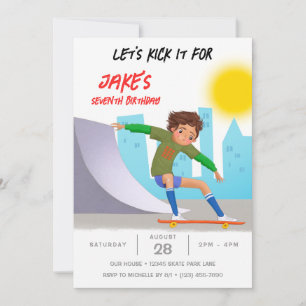 Invitation Skate Photo Skate Park Boy Fête d'anniversaire