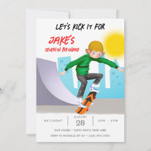 Invitation Skate Photo Skate Park Boy Fête d'anniversaire