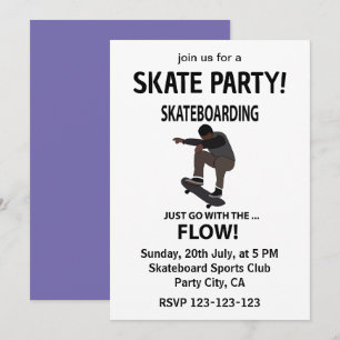 Invitation Skateboard Aller Avec Le Flux Skateboarder