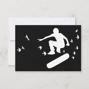 Invitation skateboard avec des oiseaux
