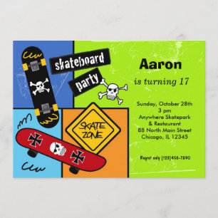 Invitation Skateboard Birthday (Lime)