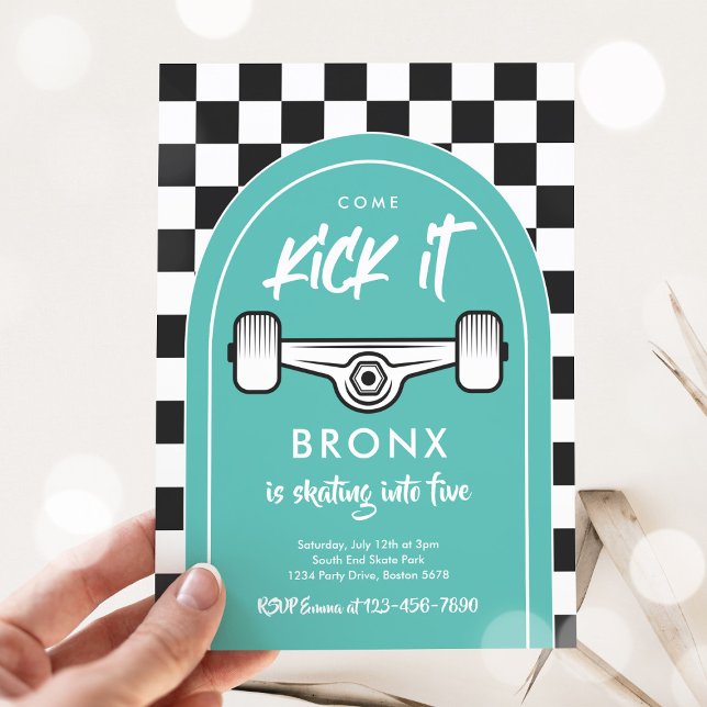Invitation Skateboard Come Kick It Urban Sport Fête d'anniver (Créateur téléchargé)