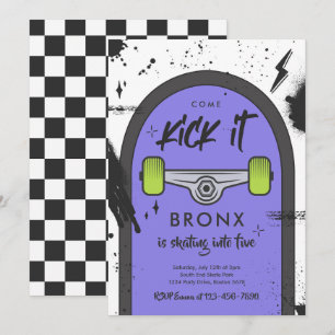 Invitation Skateboard Come Kick It Urban Sport Fête d'anniver
