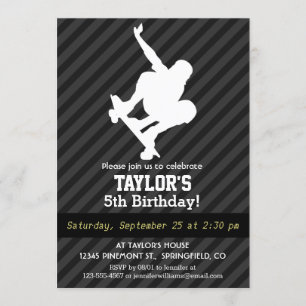 Invitation Skateboard ; Gris noir et gris foncé
