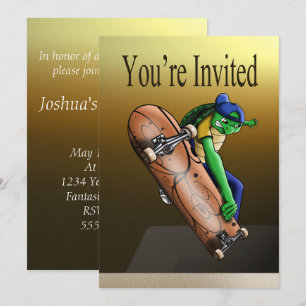 Invitation Skateboard Turtle Anniversaire