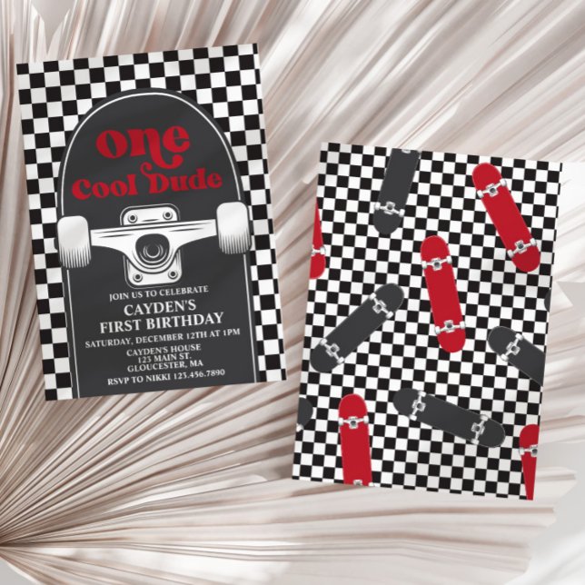 Invitation Skateboard Un Cool Dude 1er Anniversaire Invitatio (Créateur téléchargé)