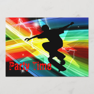 Invitation Skateboardeur à la Criss Cross Lightning Party