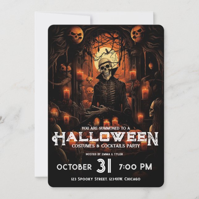 Invitation Skeleton Adulte Halloween Scary Cocktail Party (Devant)