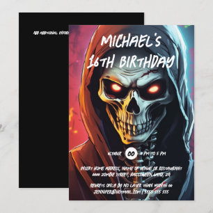 Invitation Skeleton assassin halloween thème anniversaire fêt