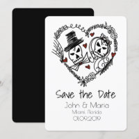 Skeleton Couple Wreath Heart Doodle Enregistrer la
