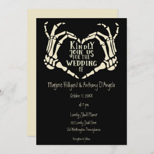 Invitation Skeleton En Forme Coeur Met Déplaisant Goth Mariag